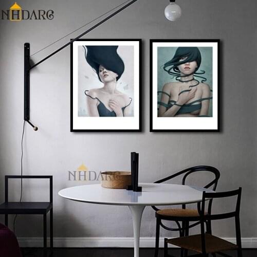 NHDARC Canvas Printings Spray Paintings Impressionist Vogue Girl Figure Posters and Prints Wall Pictures Art Home Decor ARC00819