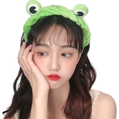Adult Kids Wash Face Makeup Headband Lovely Frog Eyes Elastic Stretchy Hair Hoop Soft Plush Wrapped Bandana Photo Props