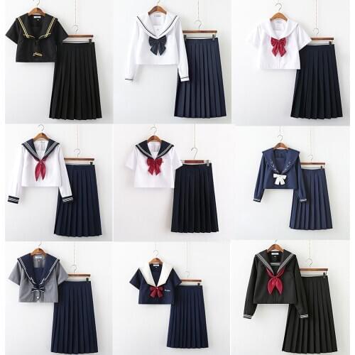 Daily wear Schoolgirl Uniform Japanese Class Navy Sailor School Uniforms Students Clothes For Girls Anime COS Sailor Navy Suit