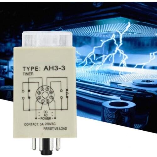 AH3-3 Time Relay 10S 8 Pins Timer Din-Rail Method for Industrial Automation System Delay Timer Switch DC12V/24V AC110V/220V