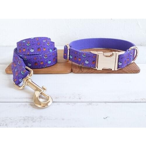 MUTTCO unique collar THE HELLOWEEN NIGHT convenient to walk the dog leash accessory for small medium large dog 5 size UDC091J