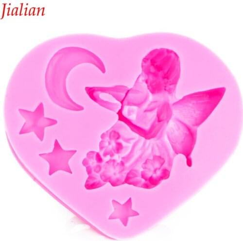 Heart-shaped angel food-grade fondant silicone mould DIY chocolate pastry party denier sugar cake kitchen decorating tools F0015