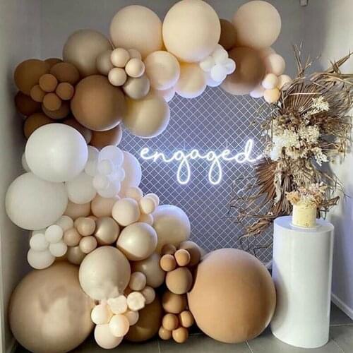 102/114Pcs Retro Coffee Brown Gold Latex Balloon Arch Kit Garland Baby Shower Supplies Background Wedding Party Decoration