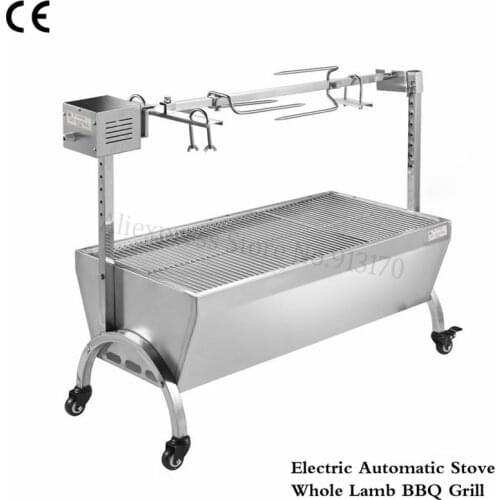 Stainless Steel Charcoal Roasted Lamb Leg BBQ Grill Electric Motor Automatic Flip Outdoor Home Barbecue Roasting Machine