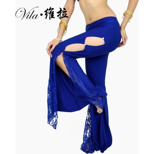 Professional Belly Dance Flank Openings Lace Trousers Pants latin dance women dance pants