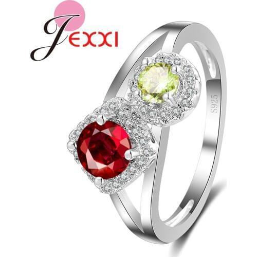 Lady Engagement Rings Fashion 925 Sterling Silver Jewelry Round Cubic Zircon Crystal Wedding Bands Finger Ring Women