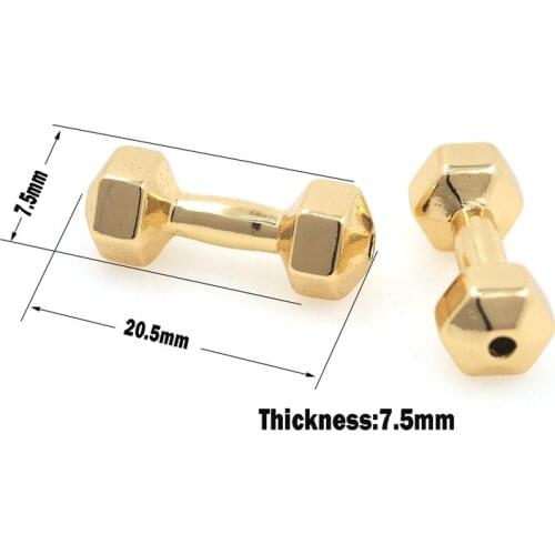 Gold Dumbbell Spacer Beads,Sports Charm,Dumbbell Bracelet,Geometric Beads,DIY Jewelry Making Accessories,7.5x20.5x7.5mm