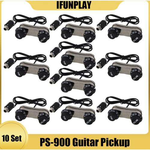 10set PS700 Acoustic Guitar Passive EQ Preamp Piezo Pickup with 500K 1 Volume 1 Tone Speed Control Knob Guitar Pickup Silver