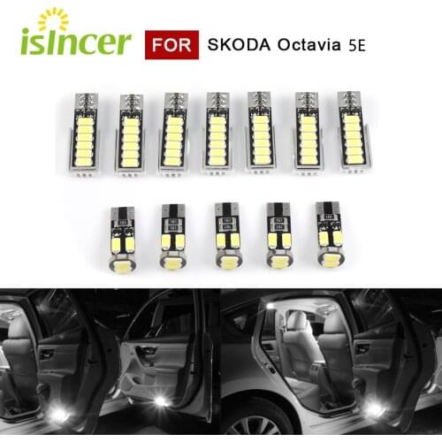12PCS Canbus Premium LED Interior Lighting Kit For Skoda Octavia 1U 1Z 5E 1 2 3 RS Front Cockpit Reading Trunk Door Light