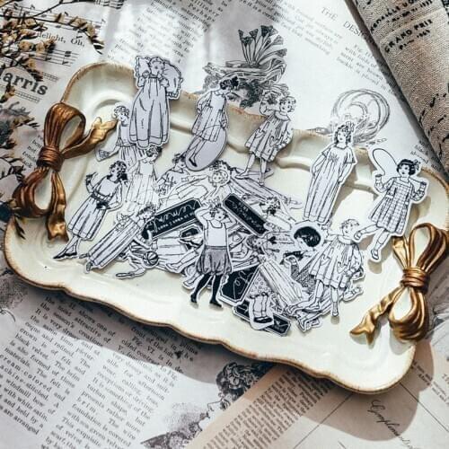 KSCRAFT 28pc Retro Character Cardstock Stickers for Scrapbooking Happy Planner/Card Making/Journaling Project