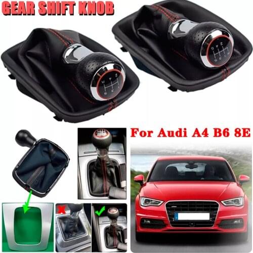 5 6 Speed Shifter Konb Car Gear Shift Knob With Boot Cover For AUDI A4 B6 8E 2000-2004 A6 C5 4B 1997 - 2005