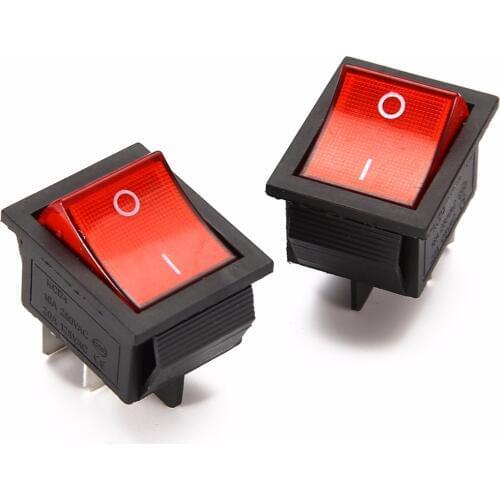 5pcs Red Illuminated Light Rocker Switch with 4 Pin ON/OFF 2 Position 16A/250V 20A/125V KCD4-201
