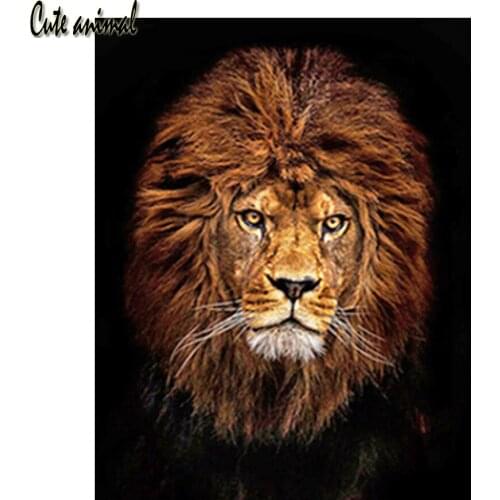 Full Drill Square 5D Diamond Painting Abstract Black Gold Art Diamond Mosaic Embroidery Lion Animals Handmade Gift Decor New