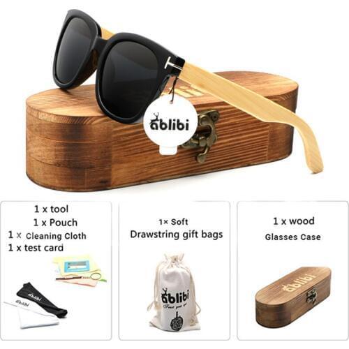 Bamboo Wood Sunglasses,Ablibi Handmade Polarized Mens Wooden Sunglasses Lightweight Shades Sunglasses