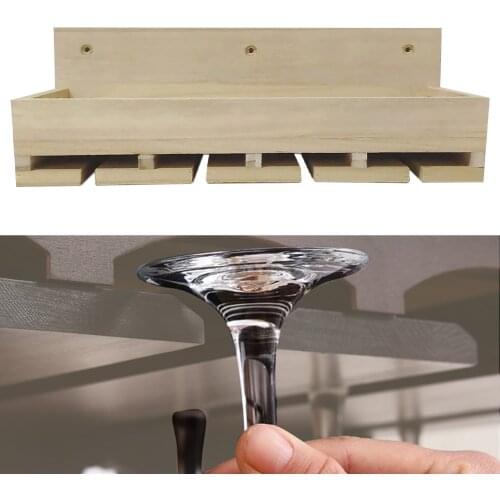 Bar Goblet Wine Rack Display Storage Decorative Home Wall Mounted Drying With Glass Holder Hotel Space Saving Wooden Shelf
