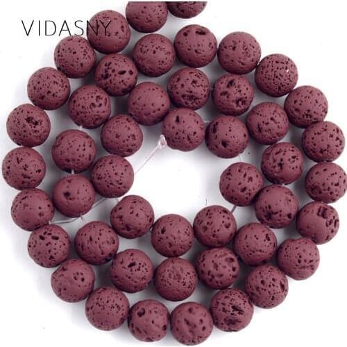 Natural Minerals Stone Wine Red Lava Hematite Beads For Jewelry Making Round Spacer Beads 4 6 8 10mm Diy Bracelet Necklace 15"