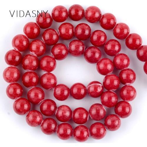 Natural Stone Red Agates Jades Beads For Jewelry Making 4 6 8 10 12mm Round Spacer Loose Beads Diy Bracelet Necklace 15