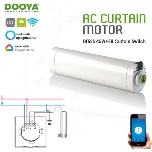 Dooya DT52S 45w Curtain Motor+Tuya app wifi Curtain Switch,Alexa/Google Home Smart Voice Control Curtain System,Home Automatic