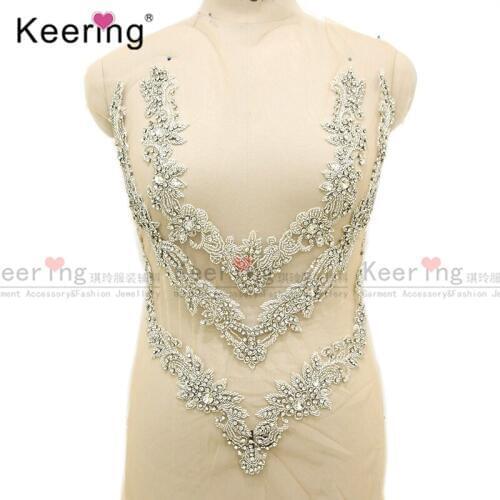 Double use) 3d applique crystals handmade rhinestone appliques bodice WDP-131