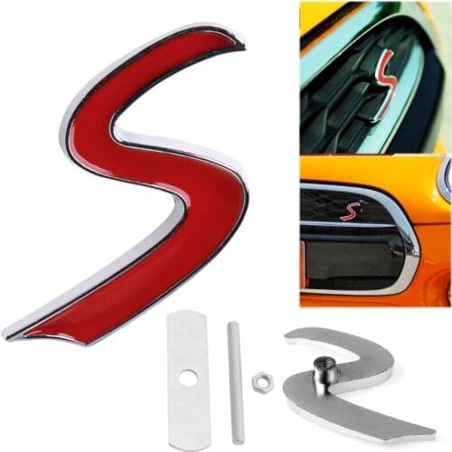 E9LE 3D Metal S Front Grille Badge Emblem Decal For Mini Cooper R50 R52 R53 R56 R57