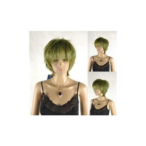 Hot heat resistant AA Party hair>>>Unisex Green Straight Short Cosplay Costume Fancy-dress Party Full Hair Wig