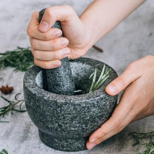 Granite Stone Herbs Masher Smasher Manual Spice Grinder Mincer Crusher Spice Masher Morter Pestel Pill Crusher Supplies Pedstal