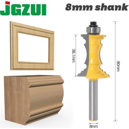 JGZUI 1pc 8mm Shank 1-1/2" Miter Frame Molding Router Bit Line knife Door knife Tenon Cutter for Woodworking Tools