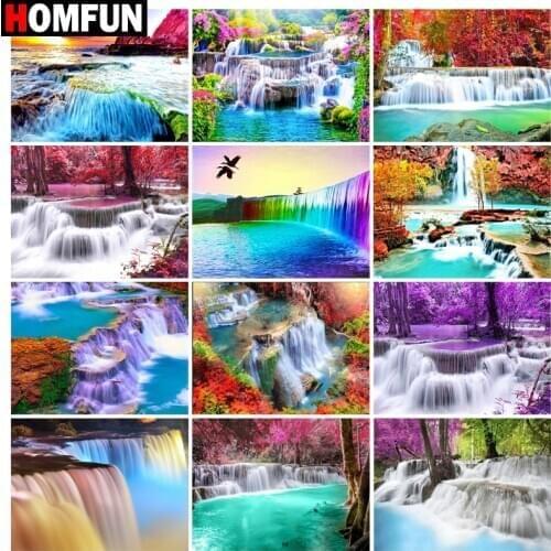HOMFUN Rhinestone Painting Crystal Decor Diy Diamond Painting "Landscape waterfall" 3D Cross Stitch Pattern Diamond Embroidery