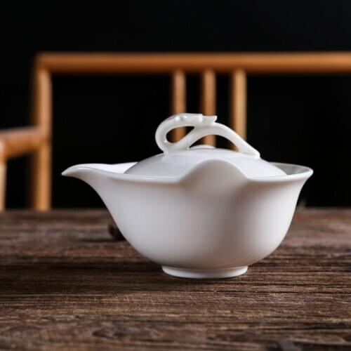Ceramic Whiteware Tea Set Cover Bowl Item Three-Force Tea Bowl Pot Heat Resistant Filter Kung Fu Tea Set Gaiwan Tea Set Shop
