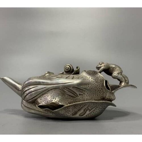 China White copper cabbage teapot crafts statue