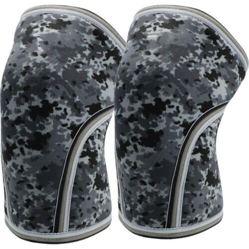 Knee Sleeves (1 Pair) Support & Compression for the Best Squats, 7mm Neoprene - (Camo Grey, XXL)