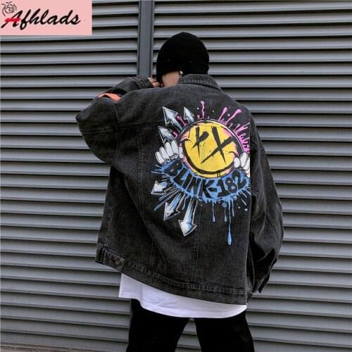 Spring And Autumn New Denim Jacket Women Loose Hip-Hop Outerwear Single-Breasted Turn-Down Collar Letter Print High Quality Coat