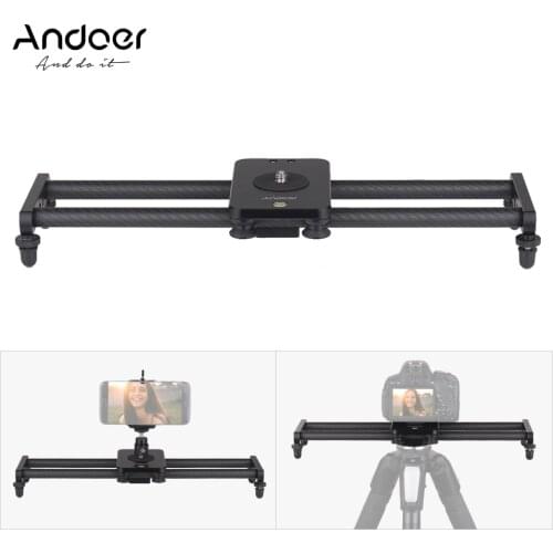 Andoer Metal & Carbon Fiber Track Slider With 1/4" & 3/8" screw with Mini Ballhead Phone Clamp for DSLR Camera Camcorder phone