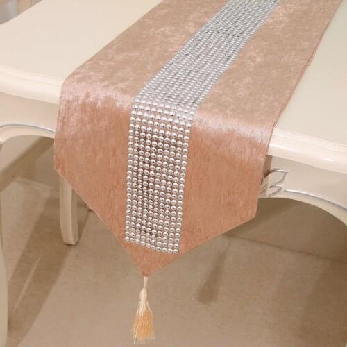 Fashionable modern rhinestones with tassels pure color simple table runners party Christmas flannel desktop ornaments