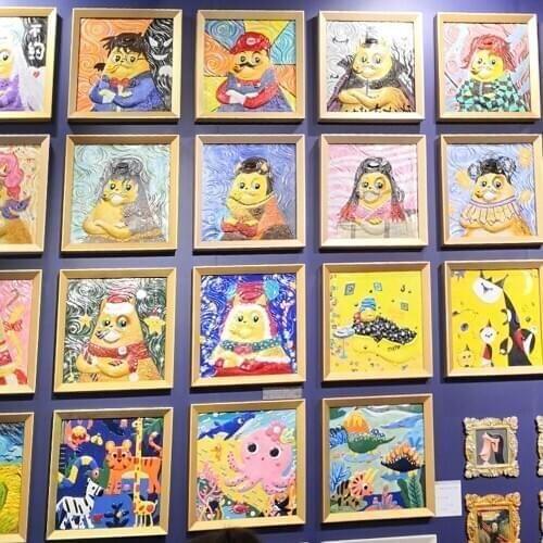 European style Hand-painted 3D relief oil painting by Numbers Starry Sunflower Cat Landscape DIY Wall Home Decoration Pictures