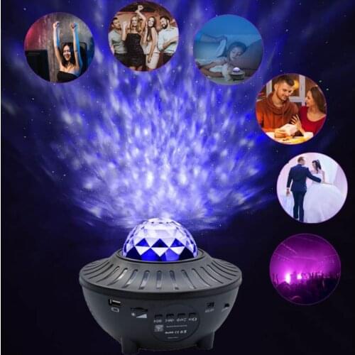 Galaxy Starry Star Sky Night Light Projector Lamp Music USB Romantic Atmosphere Ocean Wave Remote Universe Space Lamp LED Light