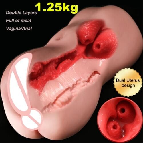 New Realistic Pussy Vagina Uterus Anus Double Layers Sexy Ass Soft Silicone Sex Doll Male Masturbator Love Doll Sex Toys for Men