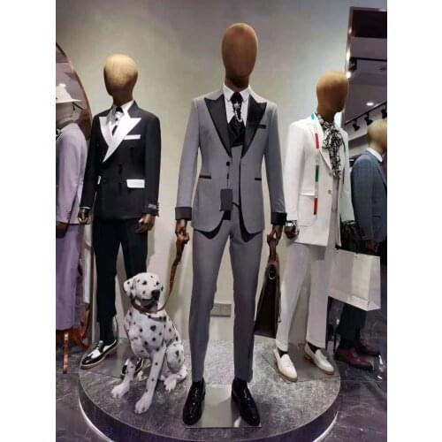 2021 Latest design new luxury grey wedding suits for men black Pointed lapel groom slim fit party formal Blazer the one and only