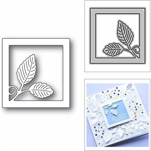 New Mint Leaf Corner Square Frame 2020 Metal Cutting Dies for DIY Scrapbooking and Card Making Decor Embossing Craft No Stamps