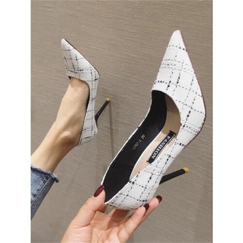2021 spring and autumn new ladies fashion all-match net red high heels stiletto pointed sexy single shoes