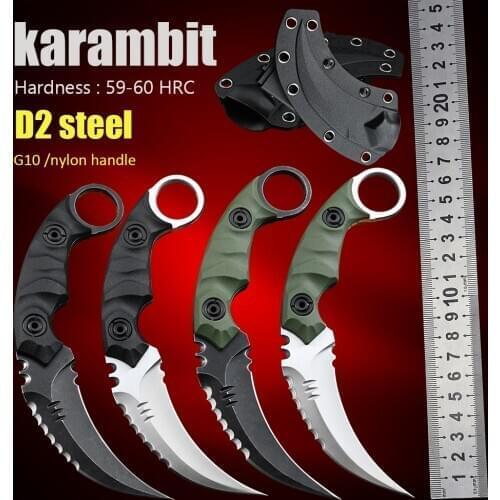 Csgo karambit knife fixed blade knives tactical edc knifes G10 handle