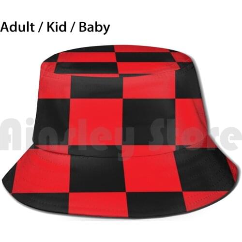 Bournemouth Red And Black Checkered Fan Flag Bucket Hat Adult kid baby Beach Sun Hats Aabournemouth The Cherries