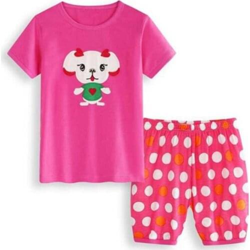 New Girls Pajamas Sets 2 3 4 5 6 7 Years Cute Dog Baby Clothes Suit Summer Girl Princess Children Pijamas Infant Clothing Set