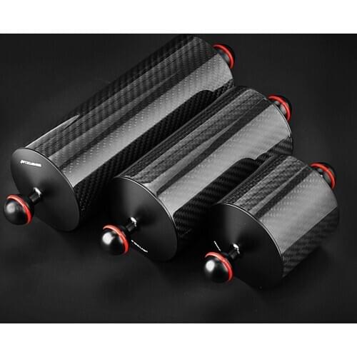 2PCS D80mm Carbon Fiber Underwater Float Double Ball Arm for Connecting Diving Tray Housing Video Light/Strobe Buoyancy Mount
