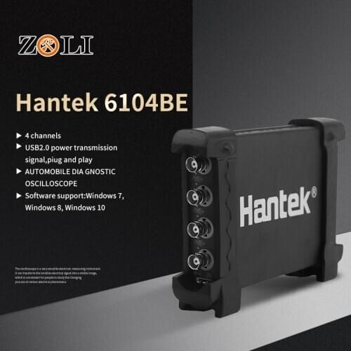 Newest Hantek 6104BE Portable USB PC oscilloscope 100MHz 6104BE 4 Channels 1Gsa/s good quality Handheld Digital Osciloscopio