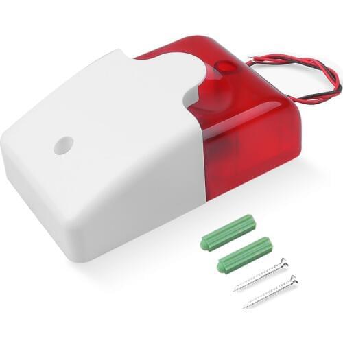 Home Security Alarm System 115dB Mini Strobe Siren Durable Lndicator Light 12V Sound Alarm Strobe Flashing Red Light Sound Siren