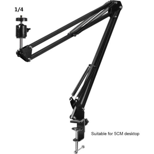 Adjustable Desktop Clamp Suspension Boom Scissor Arm Mount Stand Holder For Ring Light Live Webcam Stand With Table Mount Clamp