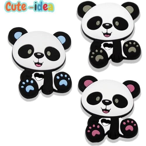 Cute-idea 1pc Baby Teething Toys Cartoon Animal Panda Food Grade Silicone Teether DIY Baby Necklace Pacifier Toy Accessories