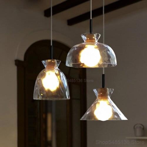 Glass Pendant Lights Led Modern Wood Hanging Lamp Living Room Kitchen Bedroom Light Fixtures Loft Industrial Decor Home Lighting