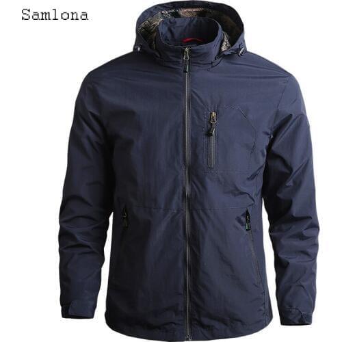 Samlona Trench Coat Men Autumn Windbreaker Long Woolen Overcoat Tunic Outerwear Jacket Mens Plus Size S-4XL Trenchs Wool Jackets